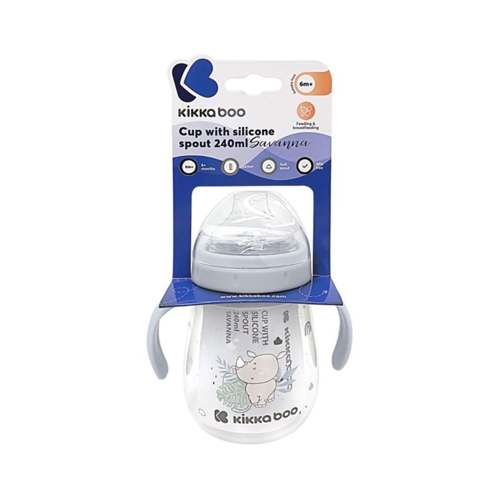 Kikka Boo Flašica/Čaša sa silikonskim grlom Savanna 240ml 6m+ Blue slika 3