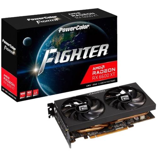 PowerColor TUL Video Card AMD Radeon RX-6600XT Fighter, 8GB 128bit GDDR6, 2589MHz / 16 Gbps, PCI-E 4, 3x DP, HDMI, Dual Fan, 2.5 slot slika 1