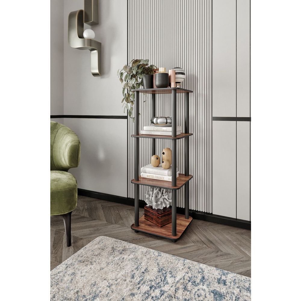  Bookshelf Bookcase 4 Tiers Square, colour Walnut slika 1