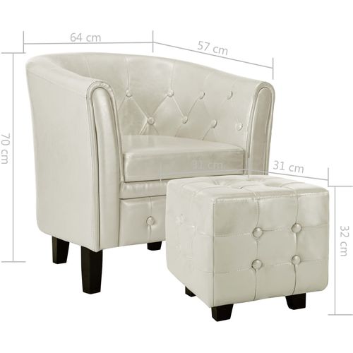 Fotelja od umjetne kože s osloncem za noge bijela slika 25