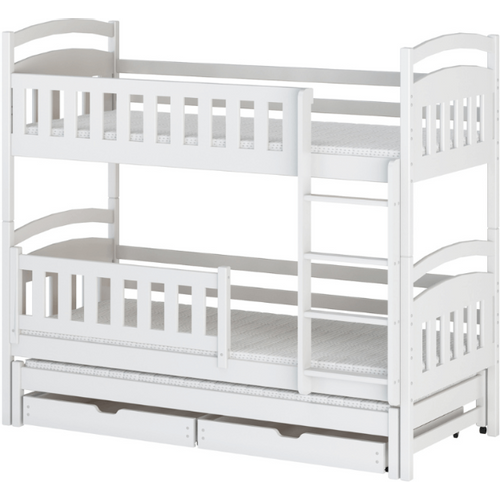 Drveni dječji krevet na kat Blanka s tri kreveta i ladicom - bijeli - 200*90 cm slika 2