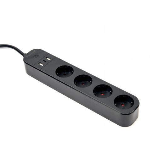 TSL-PS-S4U-01 Gembird pametni produzni kabl sa USB punjenjem, 4 uticnice, 1,5m crni slika 6