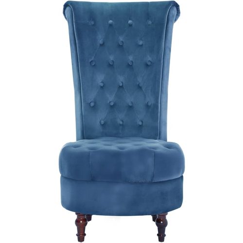 Stolica s visokim naslonom plava baršunasta slika 14