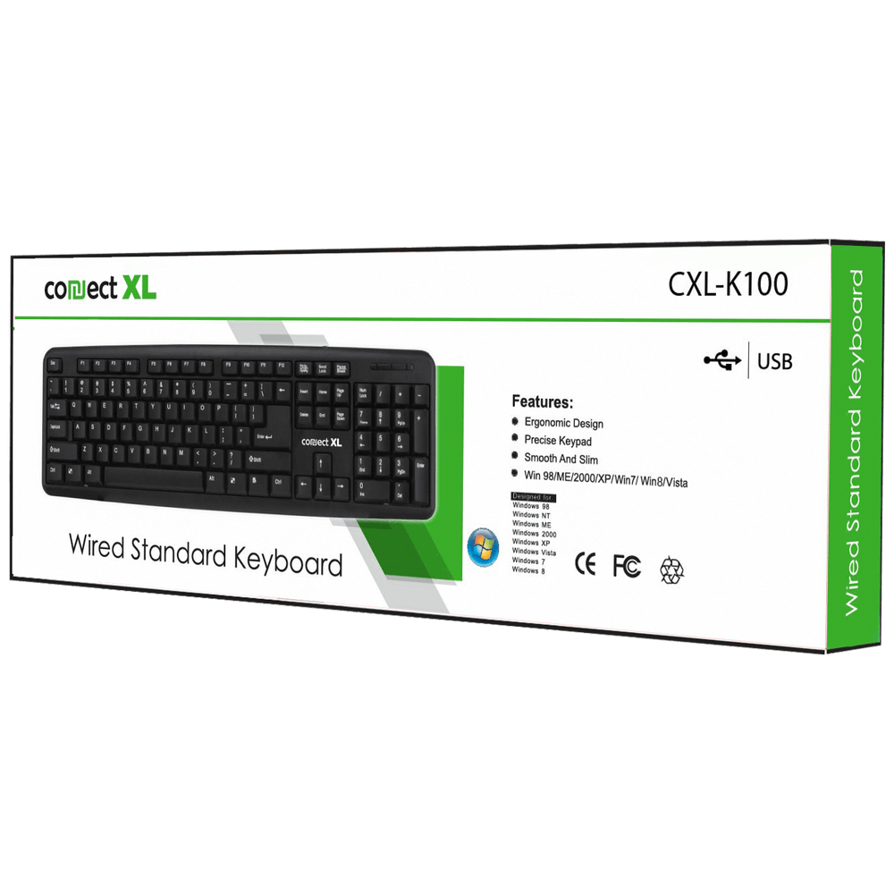 Connect XL Tastatura sa Qwerty rasporedom, USB, crna boja - CXL-K100 slika 2