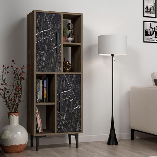 Woody Fashion Komoda s više namjena, Leni - Walnut, Black Marble slika 3