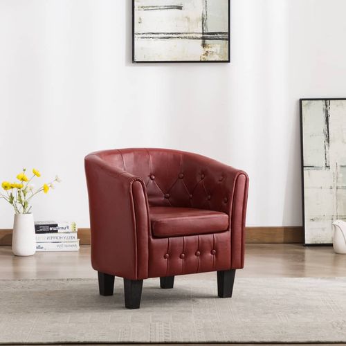 Fotelja od umjetne kože crvena boja vina slika 33