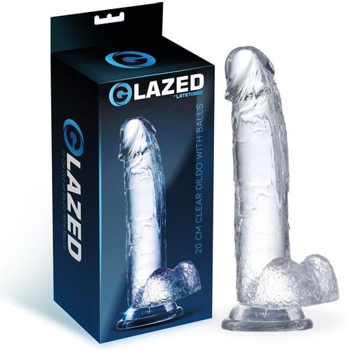 Glazed realistični prozirni dildo s testisima 18cm ili 22cm slika 25