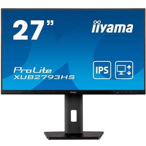 IIYAMA Monitor LED XUB2793HS-B6 27" IPS 1920 x 1080 @100Hz 16:9 250 cd/m² 1000:1 1ms HDMI DP Speakers height, swivel, tilt, pivot (rotation both sides) slika 1
