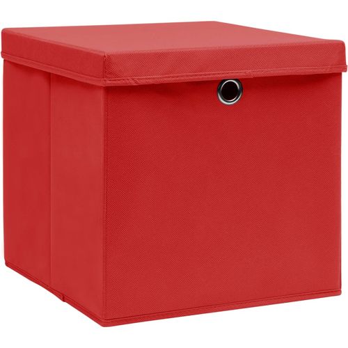 Kutije za pohranu s poklopcima 4 kom 28 x 28 x 28 cm crvene slika 6