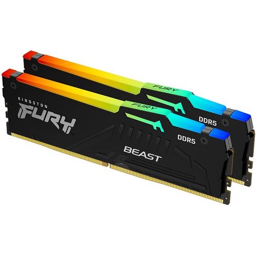 Kingston KF560C30BBAK2-64 DDR5 64GB (2x32GB) 6000MHz [FURY BEAST RGB], Non-ECC UDIMM, CL30 1.4V, 288-Pin 2Rx8, Black, Memory Kit, w/RGB Heatsink, XMP slika 1