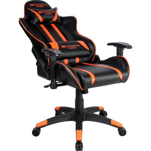 CANYON Fobos GС-3 Gaming chair, PU leather, Cold molded foam, Metal Frame, Top gun mechanism, 90-165 dgree, 2D armrest, Class 4 gas lift, Nylon 5 Stars Base, 60mm PU caster, black+Orange. slika 7