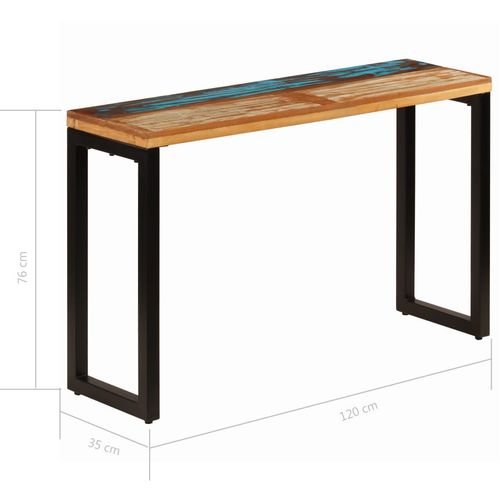 Konzolni stol 120 x 35 x 76 cm masivno obnovljeno drvo i čelik slika 10