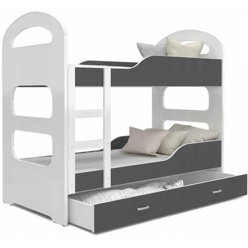 Drveni Dečiji Krevet Na Sprat Dominik Sa Fiokom - 160x80 - Sivi slika 2