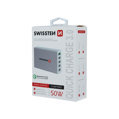 SWISSTEN punjač za AC220, 5xUSB, 50W, brzo punjenje, SMART IC, bijeli EOL slika 2