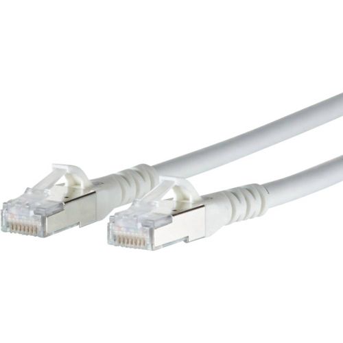 Metz Connect 1308455088-E RJ45 mrežni kabel, Patch kabel cat 6a S/FTP 5.00 m bijela sa zaštitom za nosić 1 St. slika 1