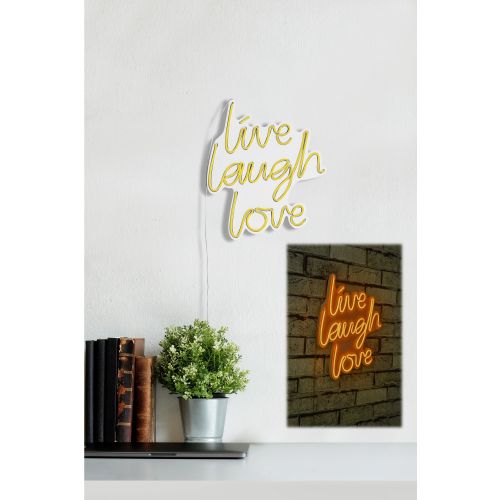 Wallity Ukrasna plastična LED rasvjeta, Live Laugh Love - Yellow slika 11