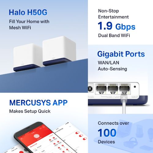 Mercusys Halo H50G (3-pack), AC1900 Whole Home Mesh Wi-Fi System slika 3