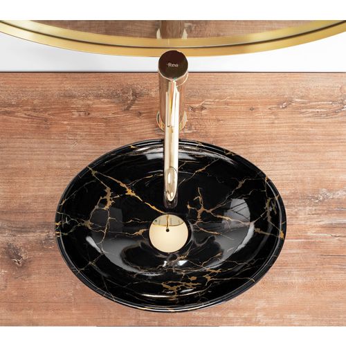 NADGRADNI UMIVAONIK REA SOFIA MINI BLACK MARBLE SHINY slika 7