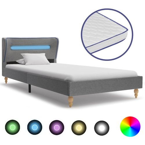 Krevet od tkanine s madracem LED svjetlosivi 90 x 200 cm slika 10