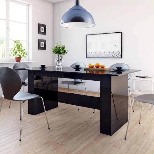 Blagovaonski stol visoki sjaj crni 180 x 90 x 76 cm od iverice slika 41