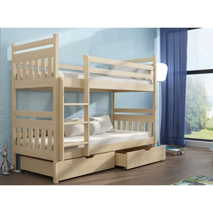 Drveni dječji krevet na sprat Adas sa ladicom - 200x90cm - Svijetlo drvo