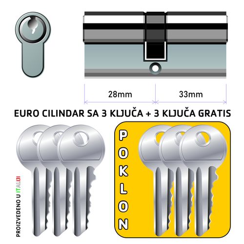 Cilindar 61mm 28/33 ISEO F5 slika 1