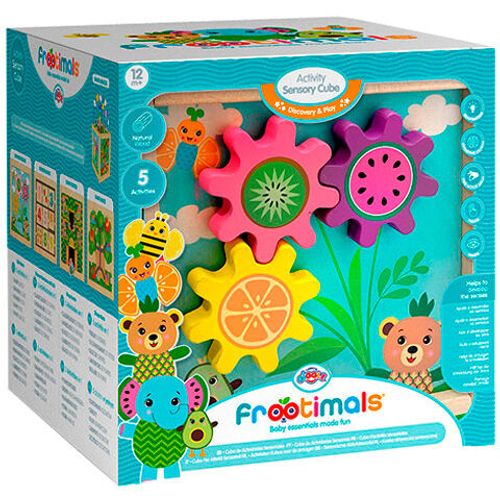 Frootimals wooden activity sensory cube slika 2