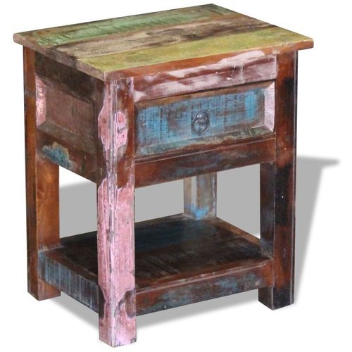 Bočni stolić s 1 ladicom masivno obnovljeno drvo 43x33x51 cm slika 12