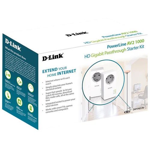 D-LINK PowerLine AV2 1000 HD Gigabit Kit DHP-P601AV/E slika 1