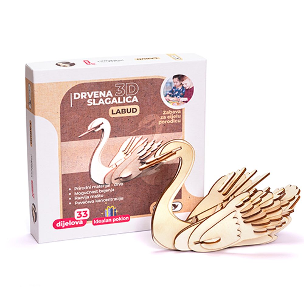 Vrabac Solto 3D drvene puzle Labud slika 1