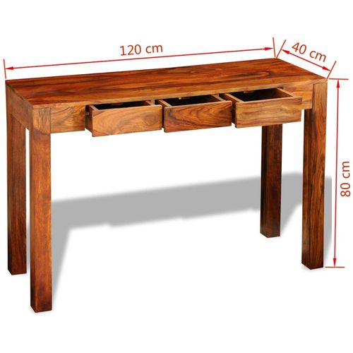 Konzolni stol s 3 ladice 80 cm od masivnog drva šišama slika 41