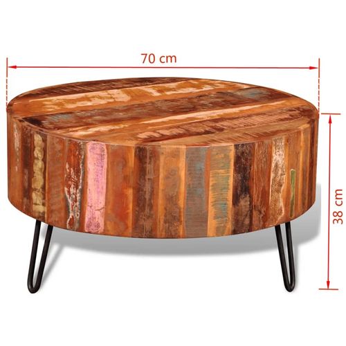 Stolić za kavu od masivnog obnovljenog drva okrugli slika 41