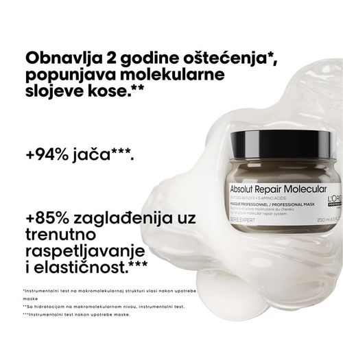 L’Oréal Professionnel Absolut Repair Molecular Profesionalna koncentrovana maska za oštećenu kosu 250ml slika 2