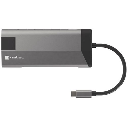 Natec NMP-1690 FOWLER PLUS, USB Type-C 6-in-1 Multi-port Adapter (USB3.0 Hub + HDMI + PD + SD/MicroSD card reader + Gigabit LAN), Max. Output 100W, Grey slika 4