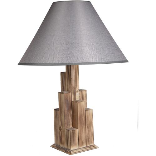 Kule Yanık Ahşap Masa Lambası Pramit Hasır Gri Abajurlu Brown
Grey Table Lamp slika 2