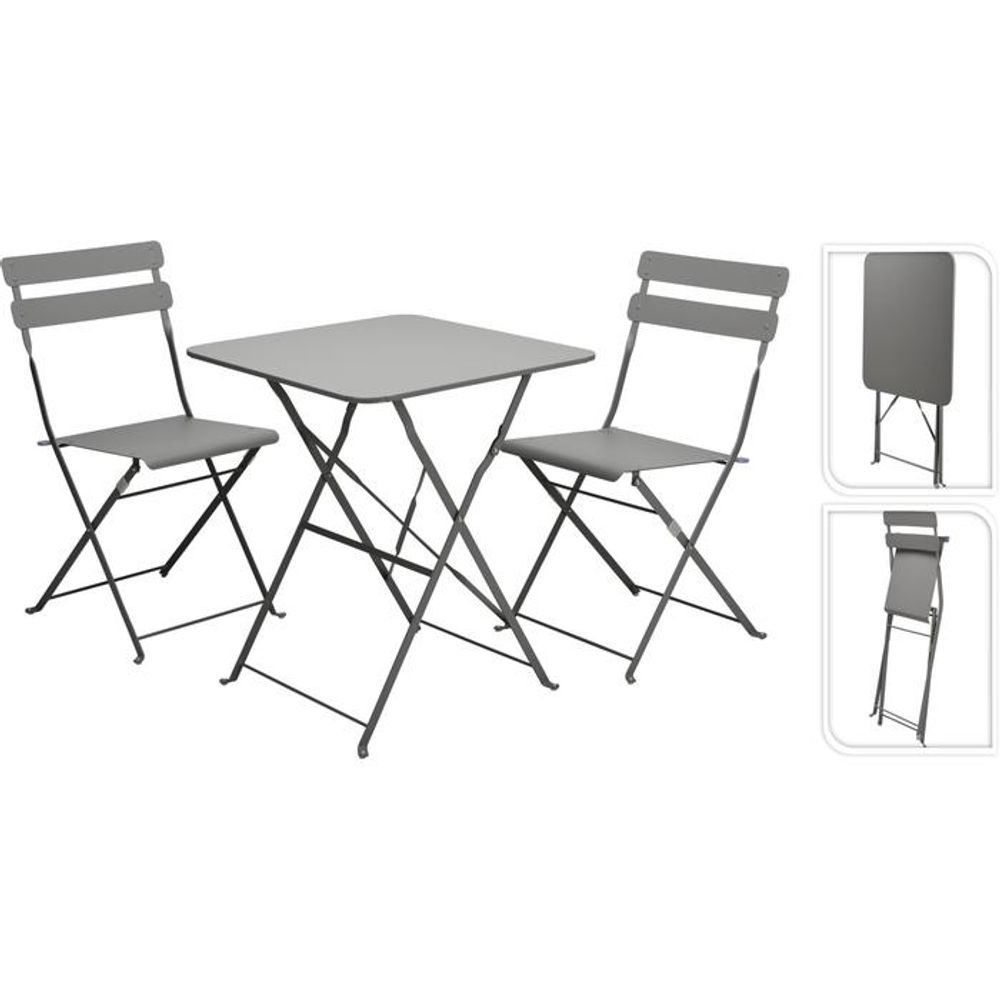Koopman vrtni set stol i 2 stolice svijetlo sivi slika 1