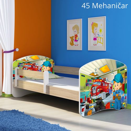 Dječji krevet ACMA s motivom, bočna sonoma 140x70 cm 45-mehanicar slika 1
