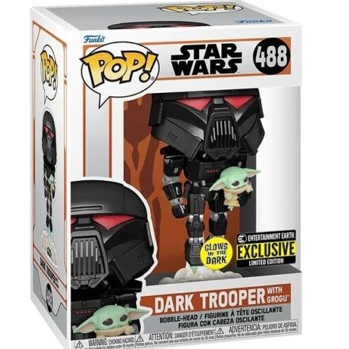 FUNKO POP STAR WARS: THE MANDALORIAN DARK TROOPER WITH GROGU slika 3