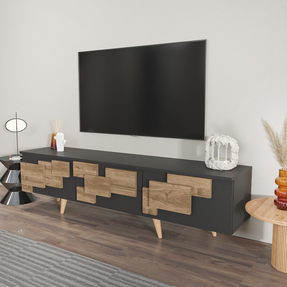 3D - TV Stalak u Antracitnoj i Orahovoj Boji slika 2