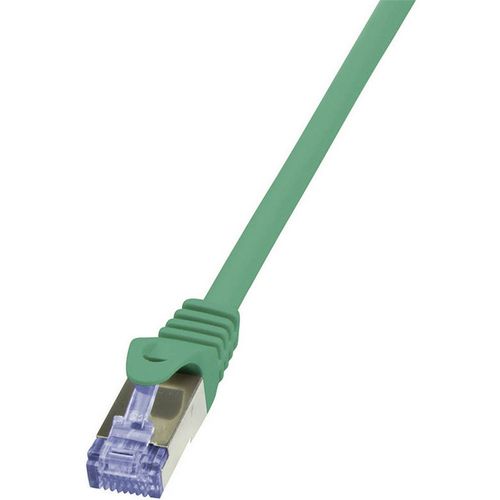 LogiLink CQ3045S RJ45 mrežni kabel, Patch kabel cat 6a S/FTP 1.50 m zelena vatrostalan, sa zaštitom za nosić 1 St. slika 1