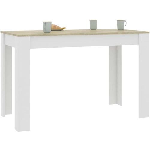 Blagovaonski stol bijeli i boja hrasta 120 x 60 x 76 cm iverica slika 3