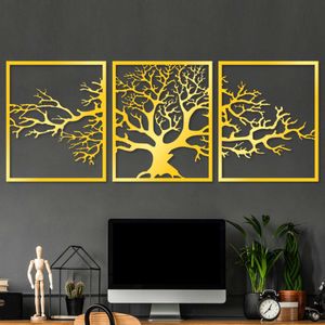 Wallity Metalna zidna dekoracija Golden Triple Tree 2