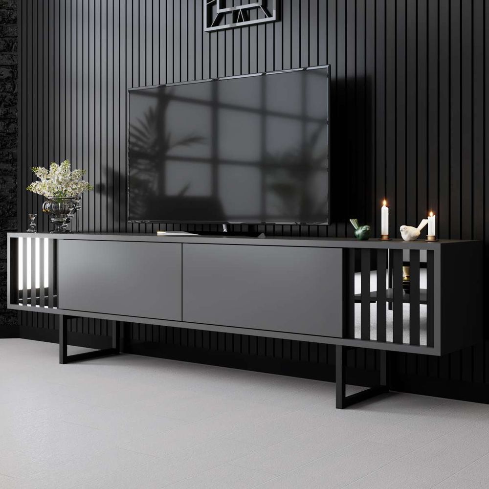 TV Stalak Chrome Line - Antracit i Crna slika 1