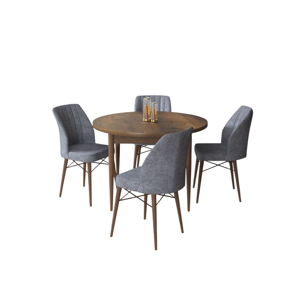 Rox - Baroque Fume Set Trpezarijskog Stola i Stolica (5 Komada) slika 2