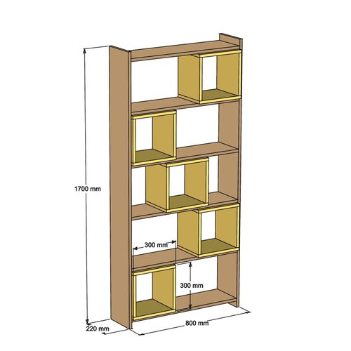 Woody Fashion Polica za knjige, Box - Walnut, Yellow slika 5