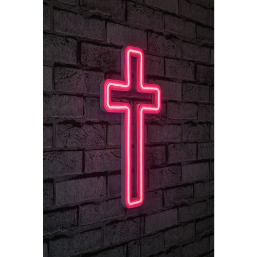 Wallity Ukrasna plastična LED rasvjeta, Cross Sign - Pink slika 10