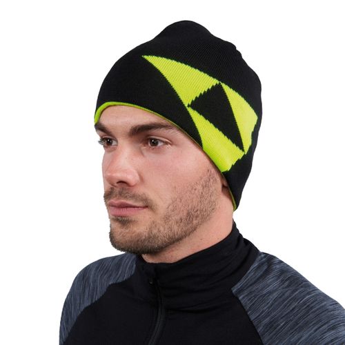 KAPA FISCHER LOGO-REVERSIBLE BEANIE BLACK NEONYELLOW - Univerzalna veličina slika 1