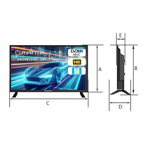 MANTA TV LED 24" HD, 220V+12V, HDMI, USB, CI+, COAX, miniAV, DVB-C/T2 24LHN124D slika 4