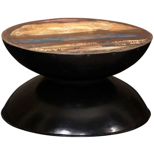 Stolić za kavu od obnovljenog drva s crnom bazom 60x60x33 cm slika 40