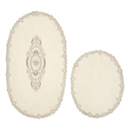 Selonya Oval - Cream Cream Bathmat Set (2 Pieces) slika 2